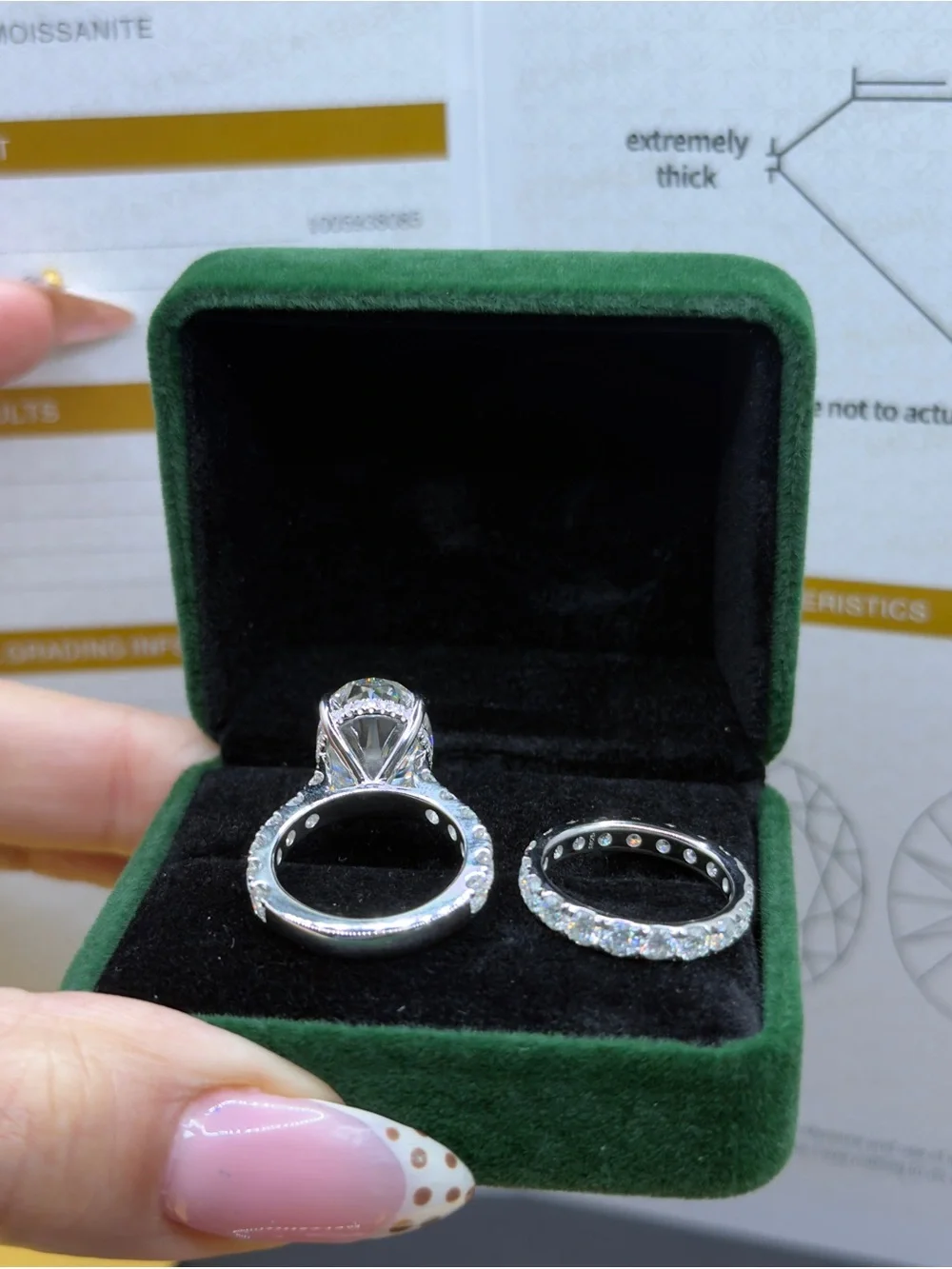 10ct Oval Moissanite with 2cttw eternity band engagement ring set sz6